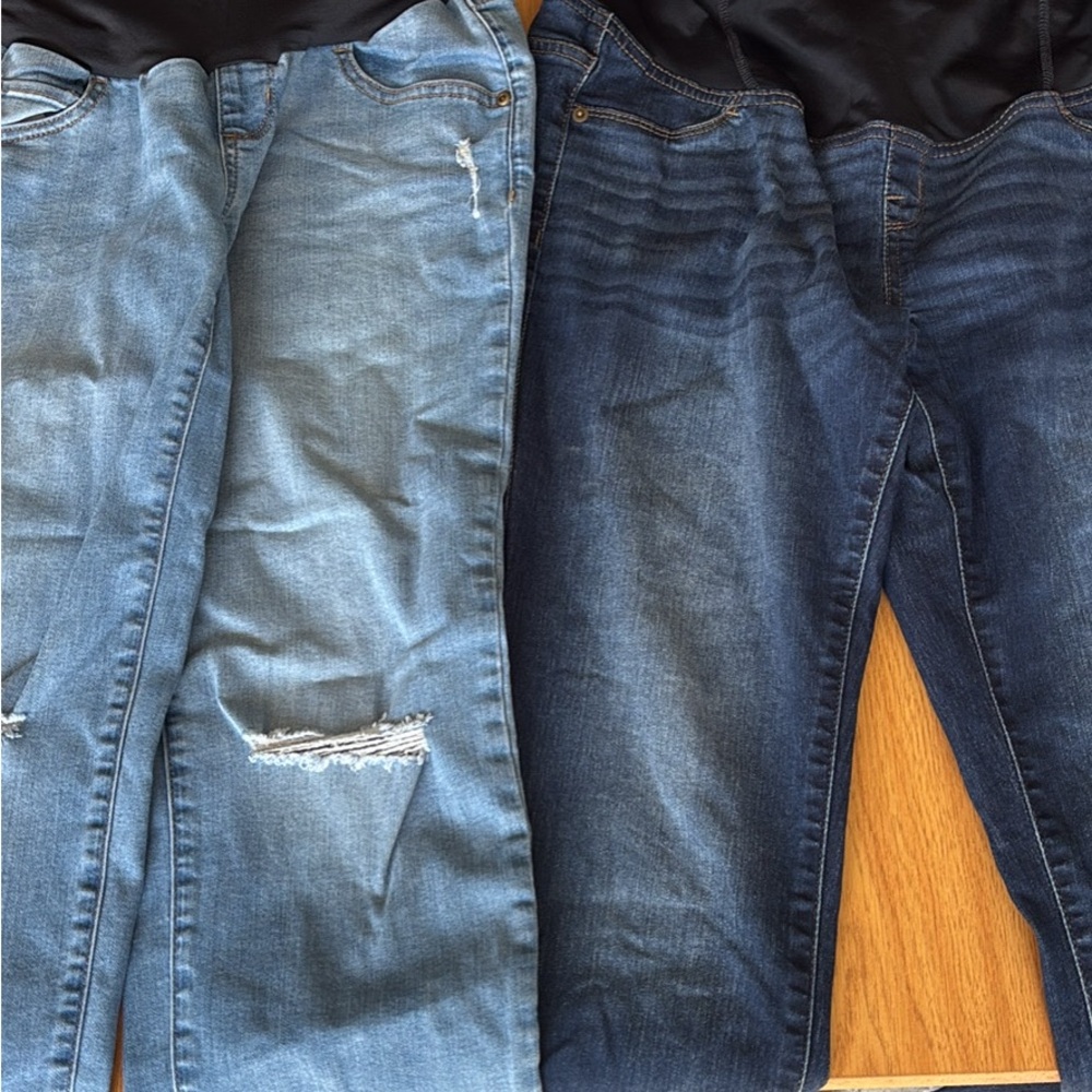 Two pairs maternity denim jeans full panel